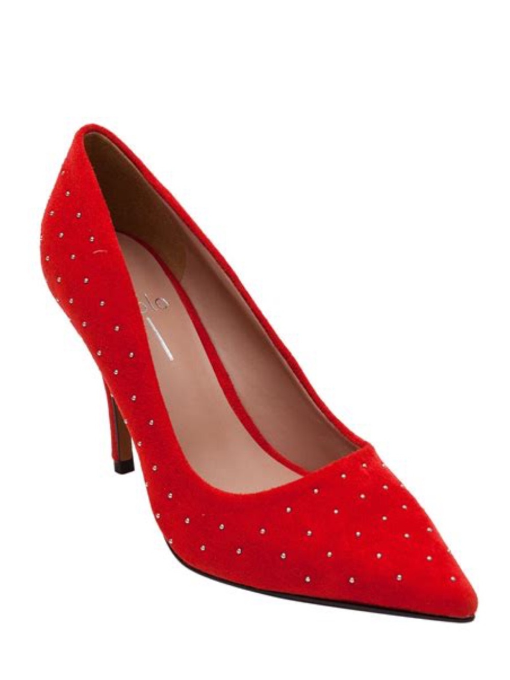 Linea paolo Pamila red stud kid suede heels